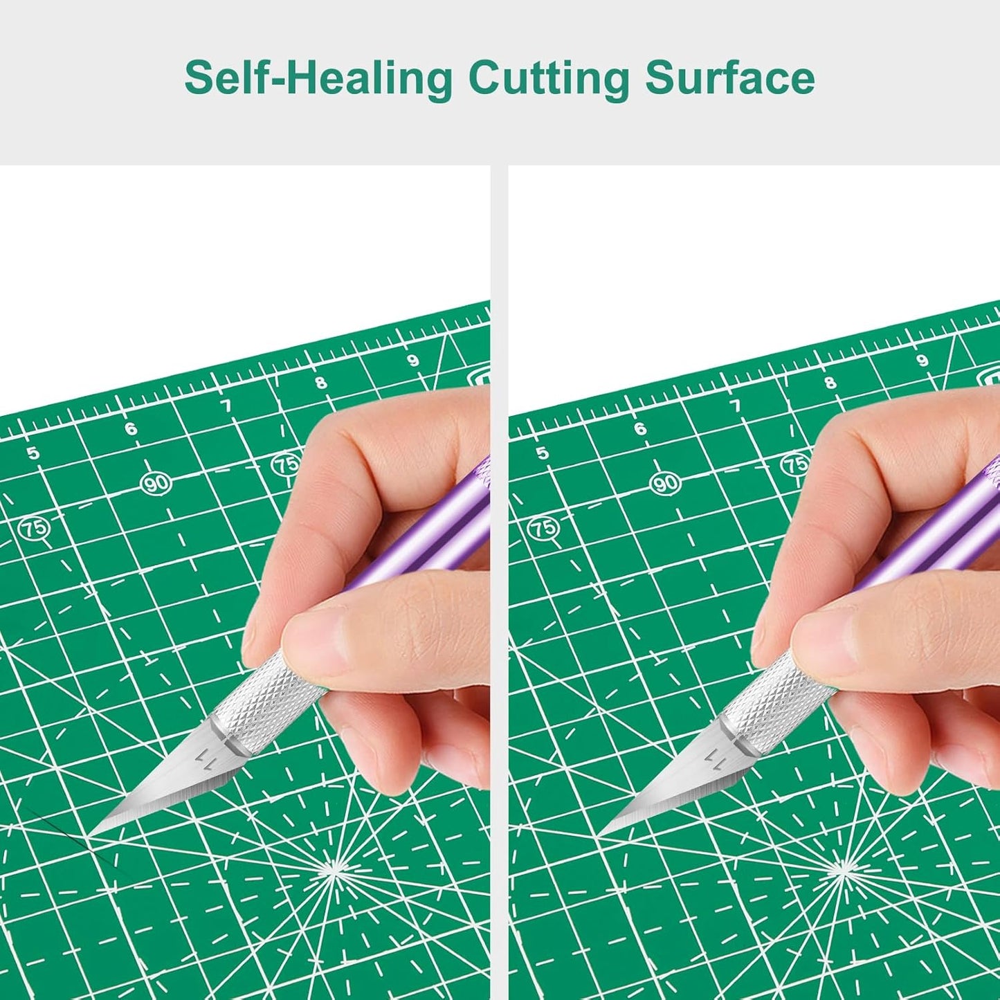 Headley Tools 12"x12" Rotating Cutting Mat, Self Healing Mat with 360-Degree Rotation & Anti-Slip Base, Sewing Board Cutting Mat Perfect for Fabric Quilting Leather Hobby Project, Green