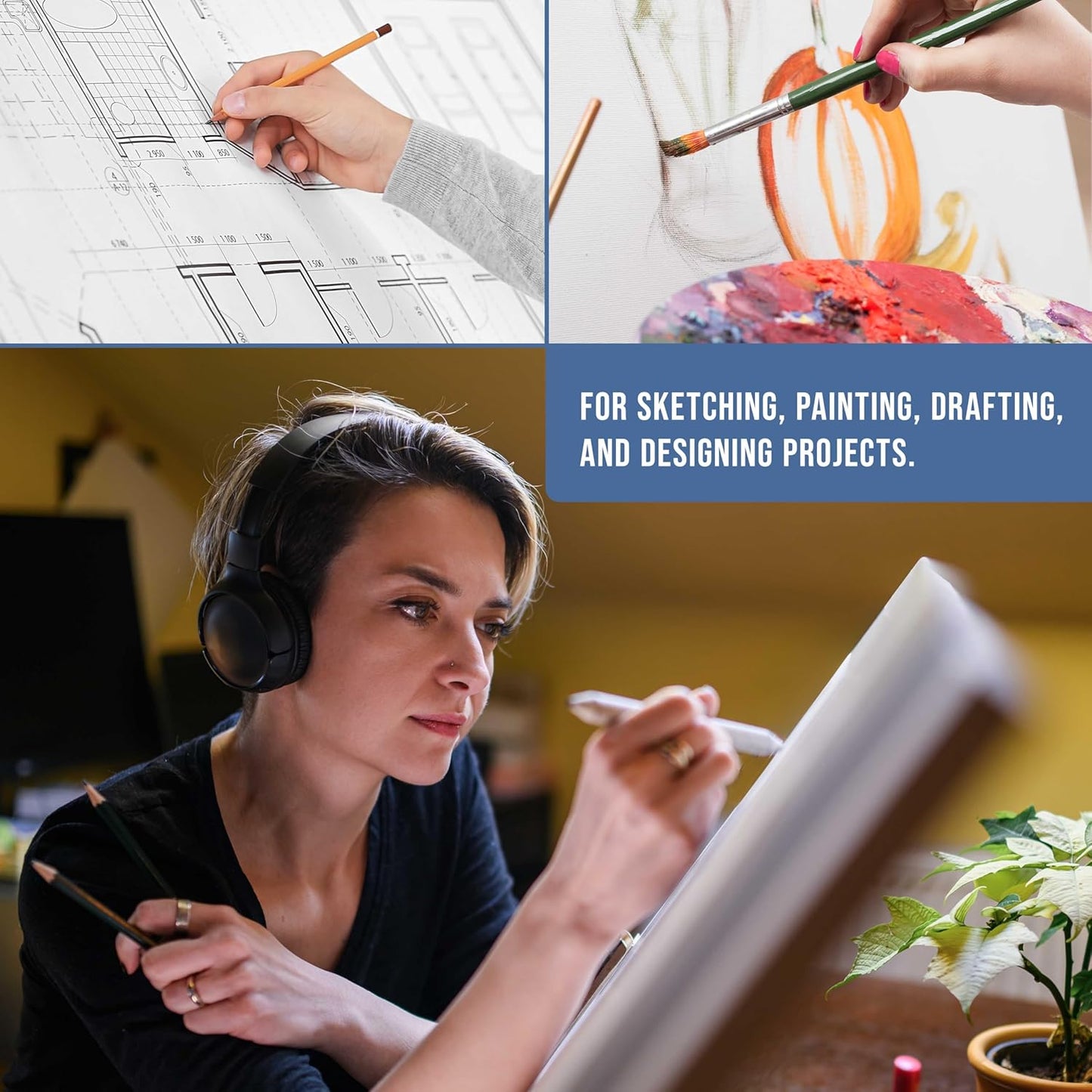 U.S. Art Supply X-Large 26" x 21" Adjustable Wood Art Drawing Board - 6 Angles, Beechwood Construction, Pencil Ledge, 24" T-Square - Ideal for Design, Drafting & Architecture Work