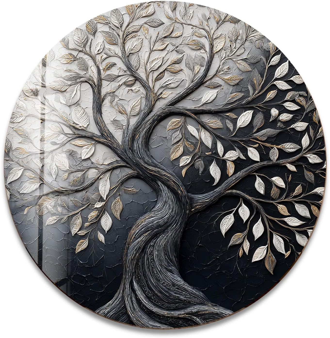 My Photostation.com 31.5''(80cm) Diameter Twilight Tree of Life Round Glass Wall Art Tempered Glass Printing Wall Decor Large Wall Art Wall Hangings