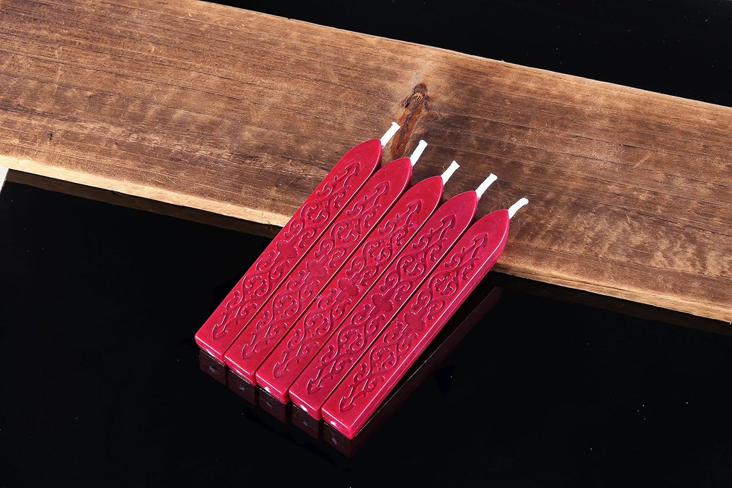 Yoption 5 Pcs Sealing Wax Sticks with Wicks for Wax Seal Stamps, Christmas Cards, Wedding Invitations, Wine Packaging, Gift Wrap, Envelopes (Wine Red)