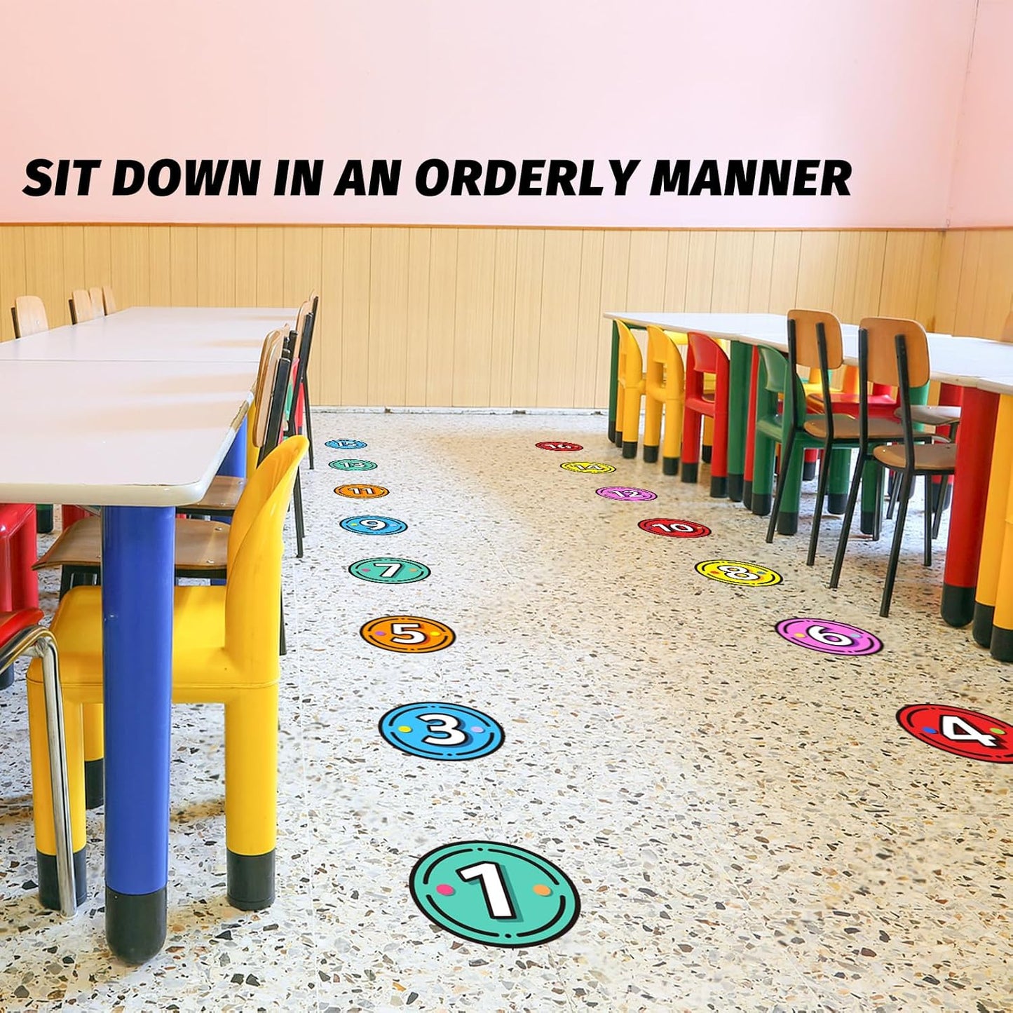 40PCS Line Up Spots for Classroom Floor, 6” Floor Numbers Stickers for Back to School Kindergarten Preschool Elementary Supplies