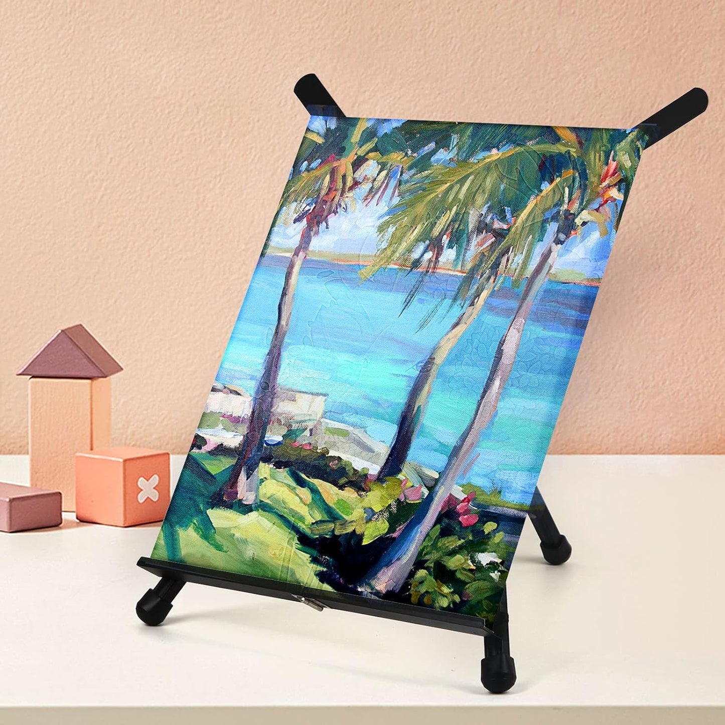 Falling in Art Aluminum 15" to 21" Tabletop Easel Display, Black Tripod with Rubber Feet, Holds Canvas, Paintings, Books, Photos, Signs (Pack of 2)