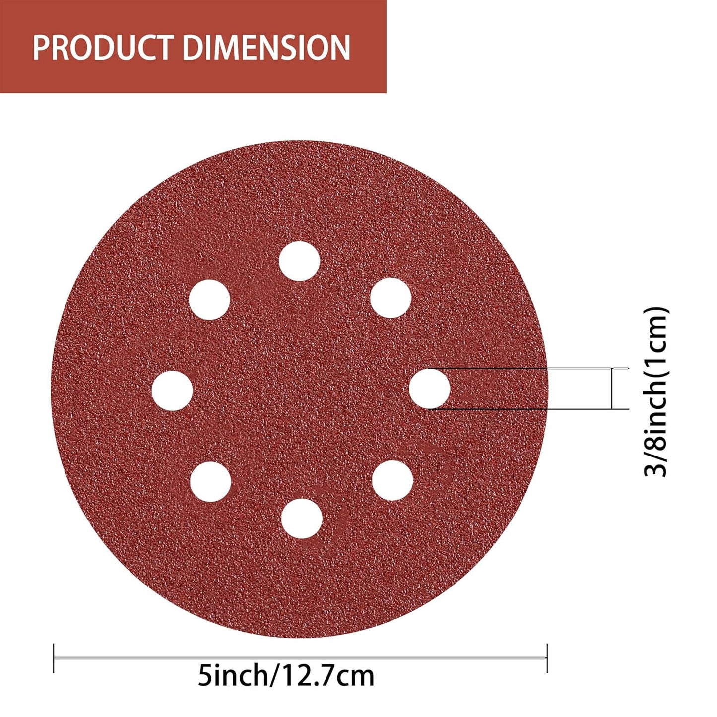 300pcs Sanding Discs Set, 5-Inch 8-Hole Sandpaper, Including 60,80,100,120,150,180,240,320,400,600 Grit for Woodworking or Automotive