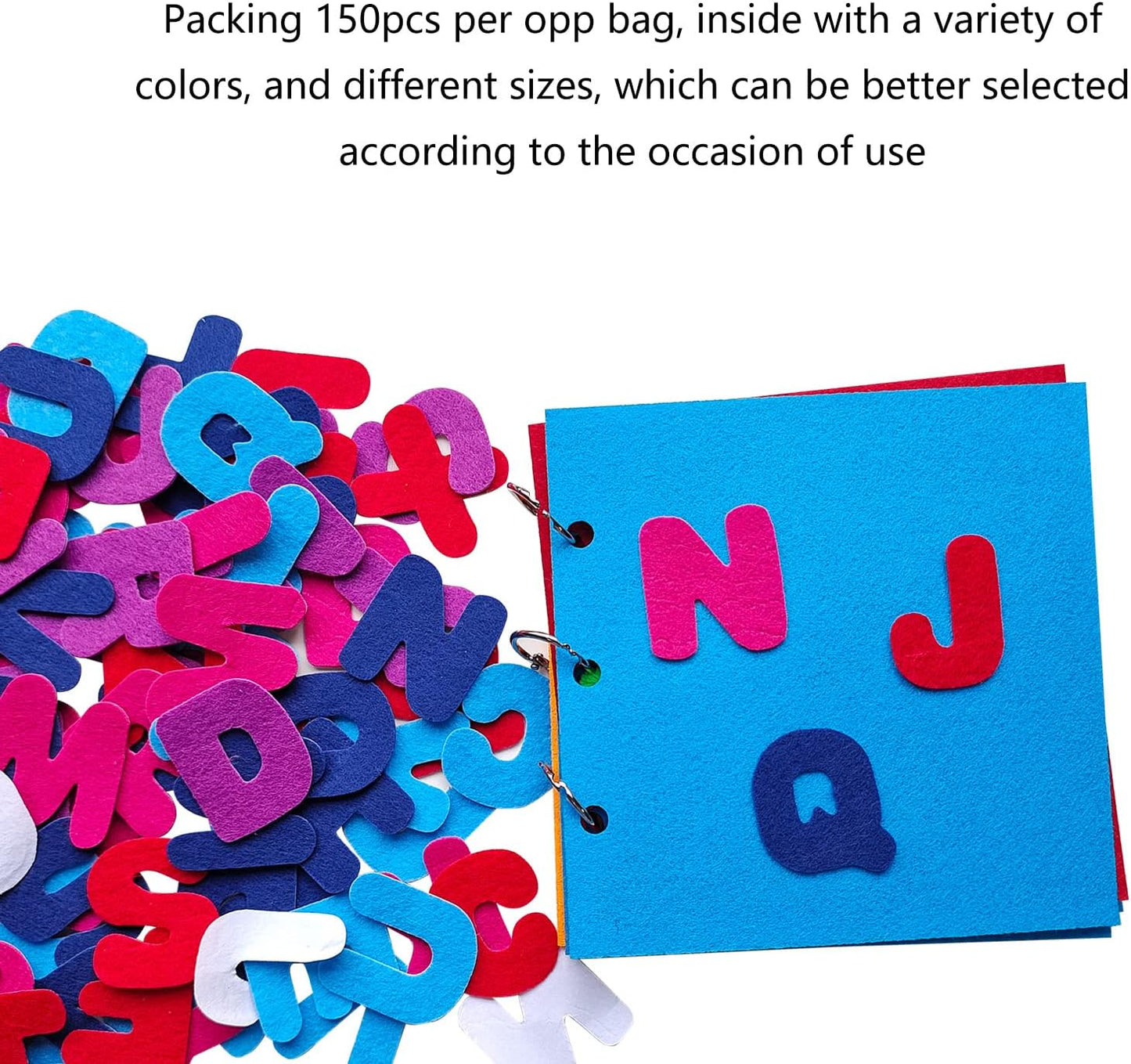 Letter Stickers, Felt Stickers for Kids, Felt Letters for Crafts, Craft Supplies for Scrapbooking 140pcs 1.58" Size