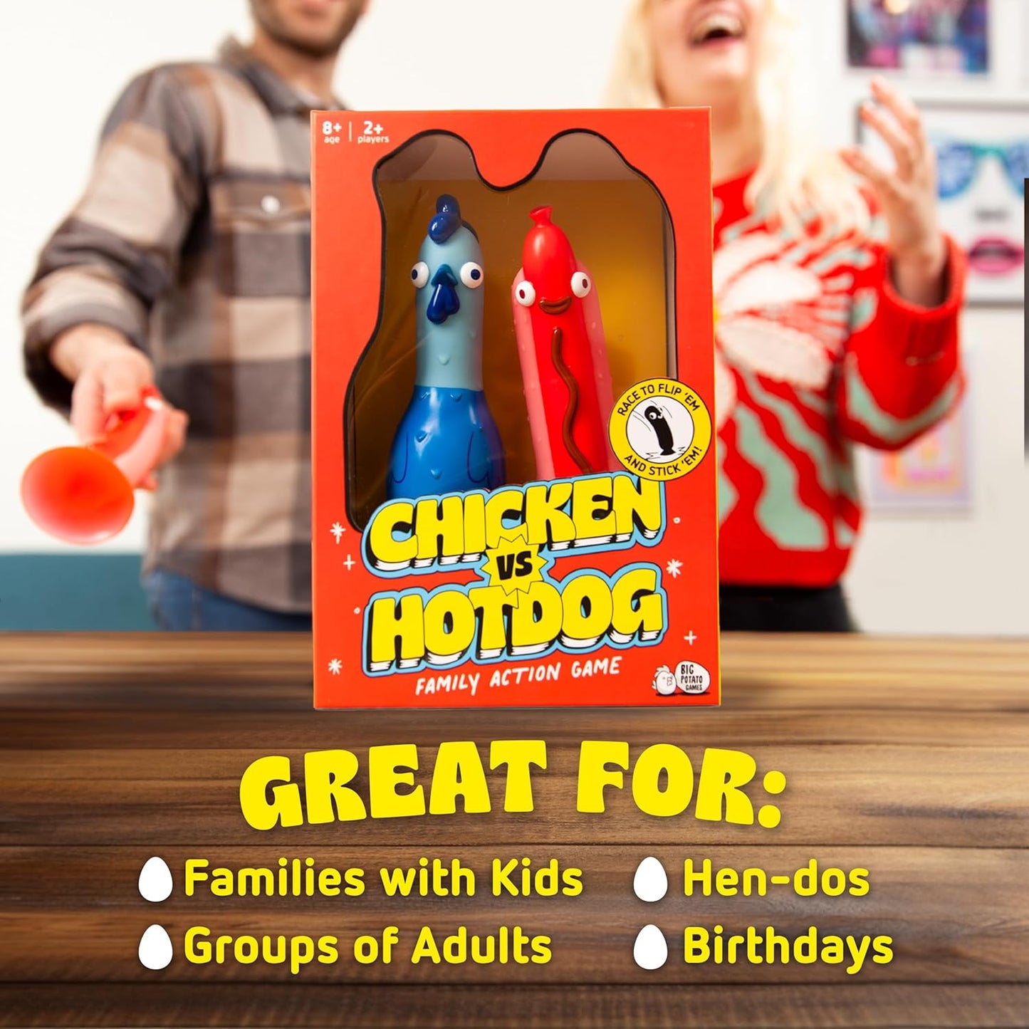 Big Potato Chicken vs Hotdog: Funniest Party Game You'll Ever Play | Flippin' Fun for Family, Adults and Kids - Perfect Halloween Game | Bonus Content Included