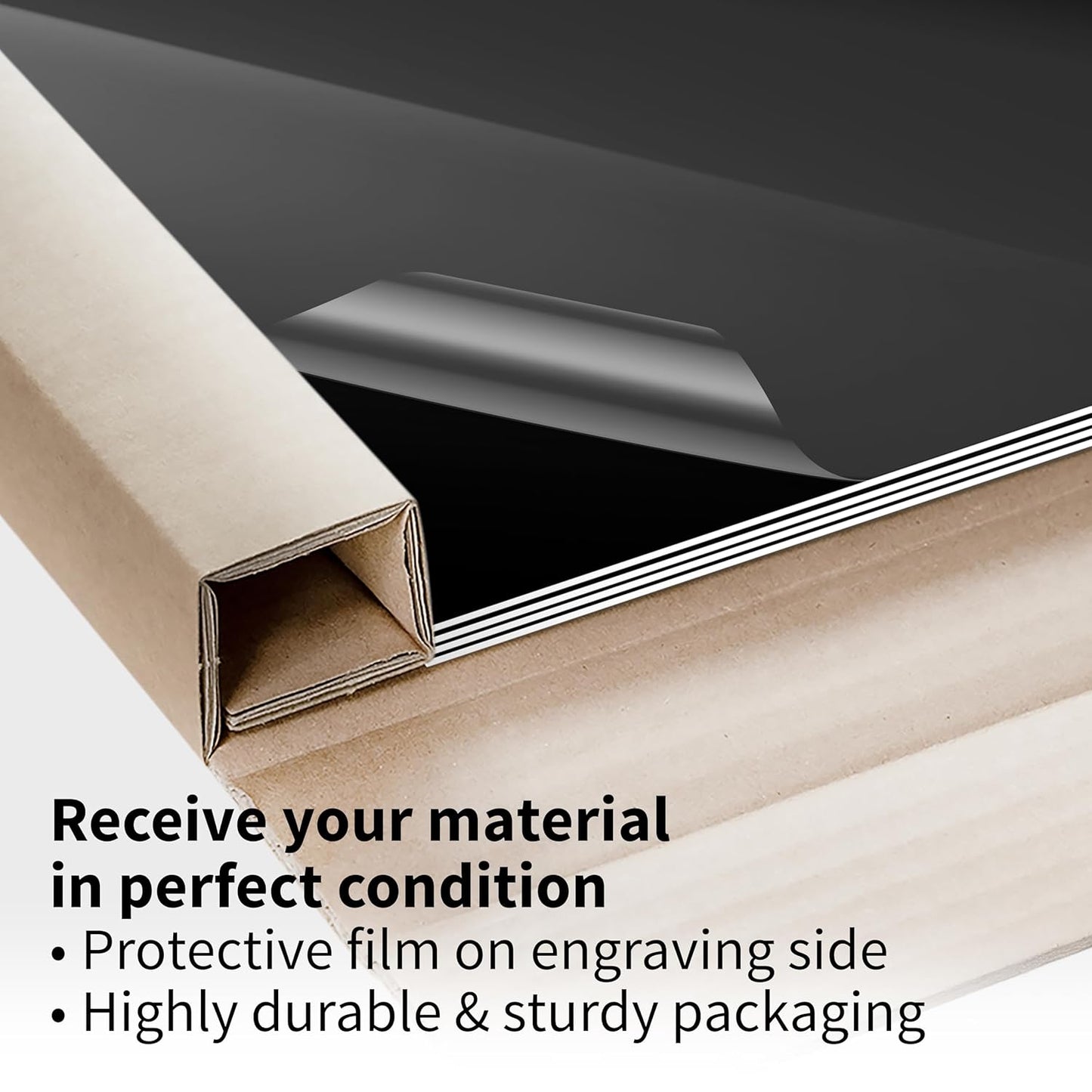 Trotec TroLase | 12"x20"x1/16", 4 Pcs | Gloss Black/White | 2 Ply | Modified Acrylic | Laser Engraving Double Color Plastic Sheet | Engraving Blanks for Laser, Saw, Guillotine | Made in USA