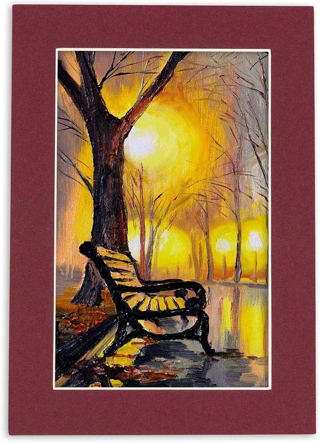 8.5x11 Mat Bevel Cut for 7x9 Photos - Acid Free Maroon Red Precut Matboard With Backing Board and Crystal Clear, Self Seal Photo Mat Bag - For Pictures, Photos, Framing - 4-ply Thickness