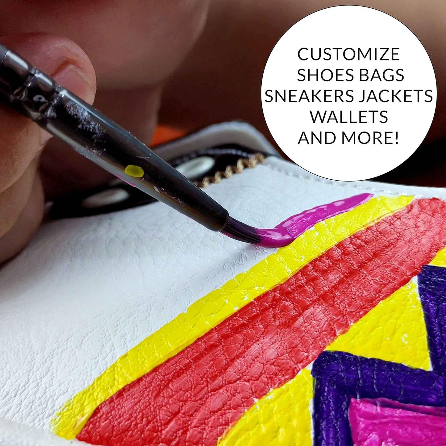 Leather Paint Set with Brushes - 12 x 30ml Acrylic Paints Leather Dye Set for Shoes Bags Boots Sneakers Jackets Car Seat Leather