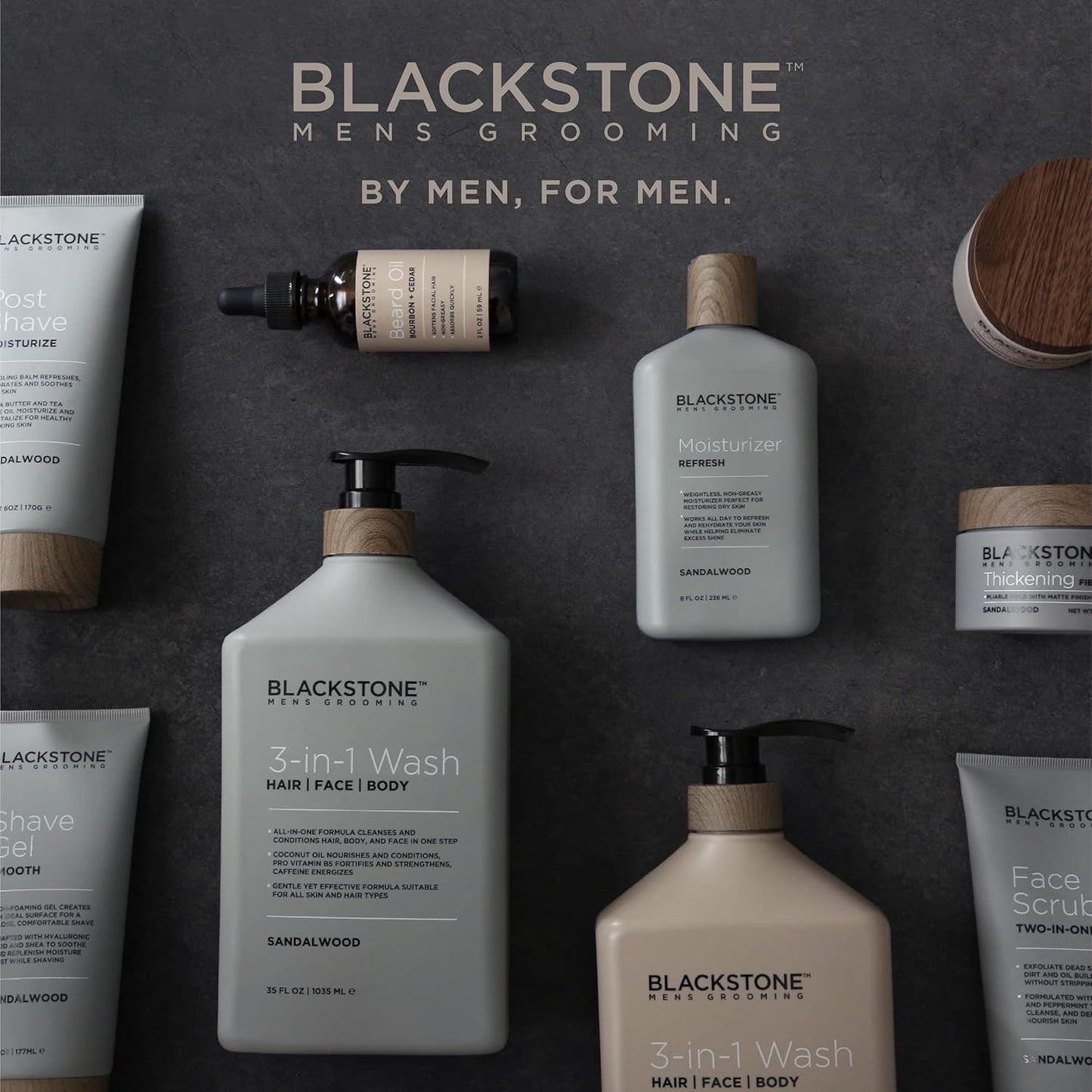 Blackstone Men's Grooming Hair Styling Pomade - Medium Hold with Natural Shine | Paraben & Cruelty | Made in USA, Bourbon + Cedar (4 oz)