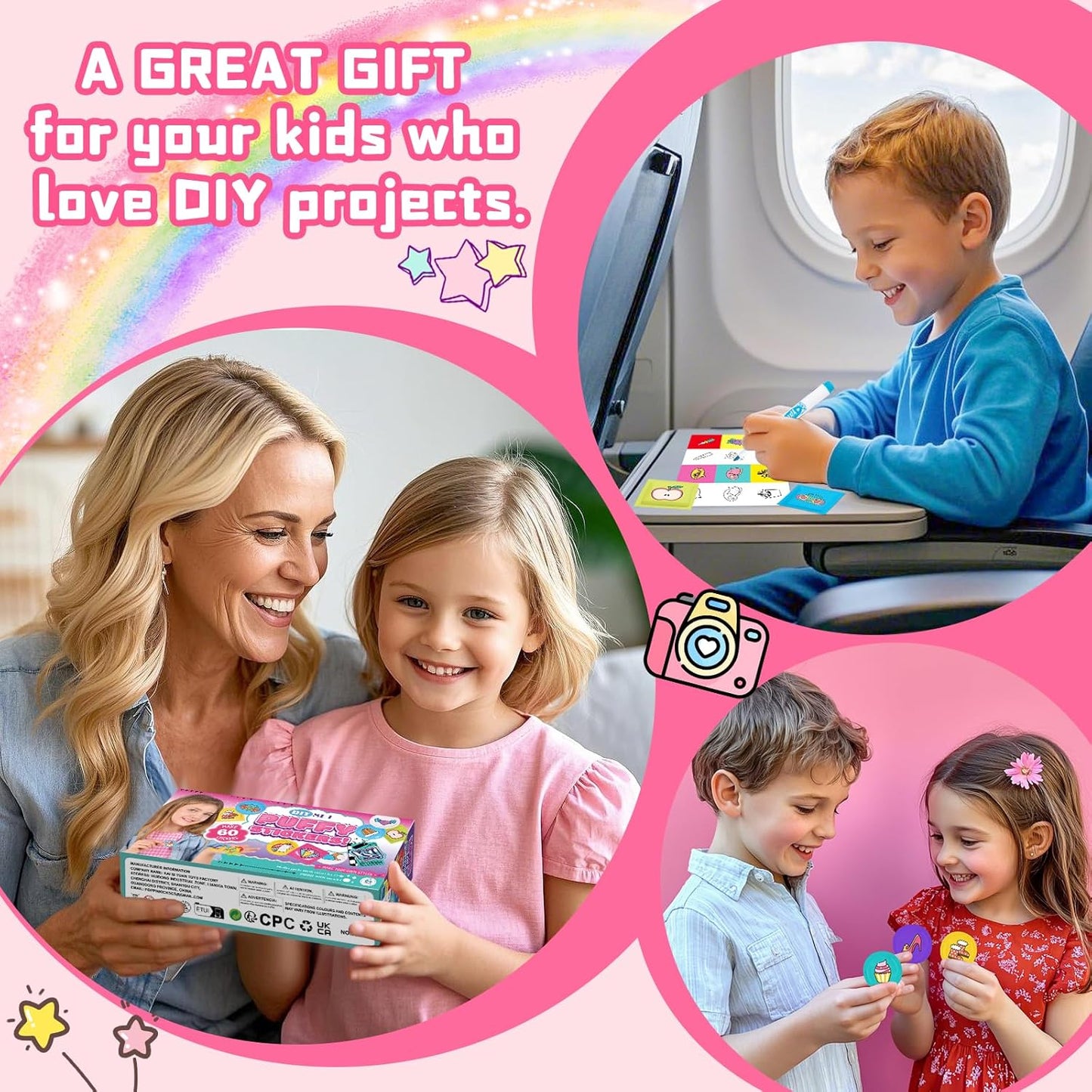 Sticker Maker for Kids - Make Your Own 60 Stickers with DIY Puffy Sticker Kit - Create a 3D Sticker Machine Arts and Crafts for Kids Ages 6-12 - Fun Craft Kits & Gifts for Girls Boys Year Old