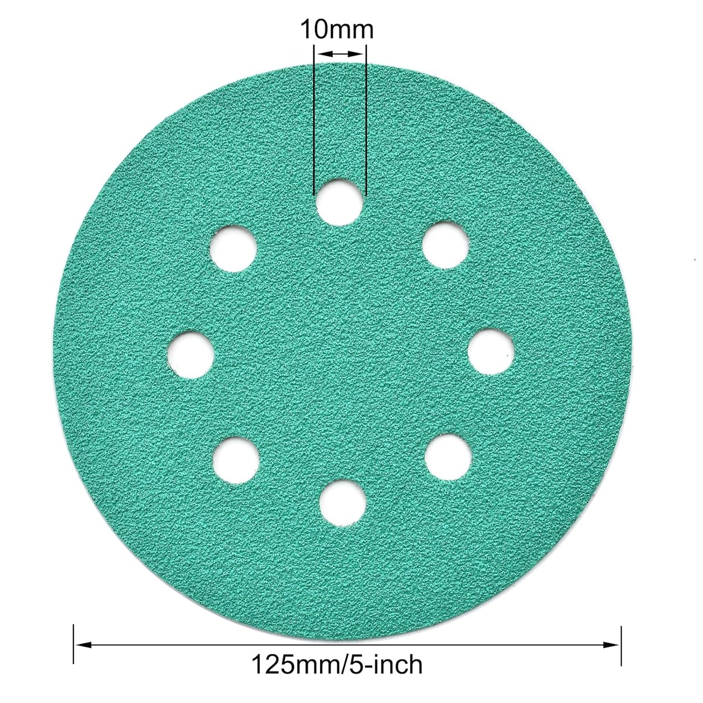 5-Inch 8-Hole Wet Dry Sanding Discs 60 Grit, Polyester Film Backed Heavy-Duty Hook and Loop Sandpaper for Random Orbital Sander, 50-Pack