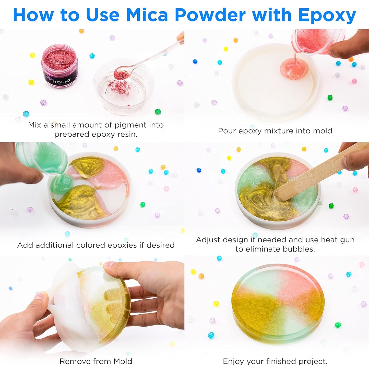 Rolio Premium Mica Powder - Silver Ash (50G / 1.76oz) - 1 Jar of Silver Mica Powder for Epoxy Resin, Dye, Soap Making, Nail Polish, Paint, Candle Making, Bath Bombs, Slime