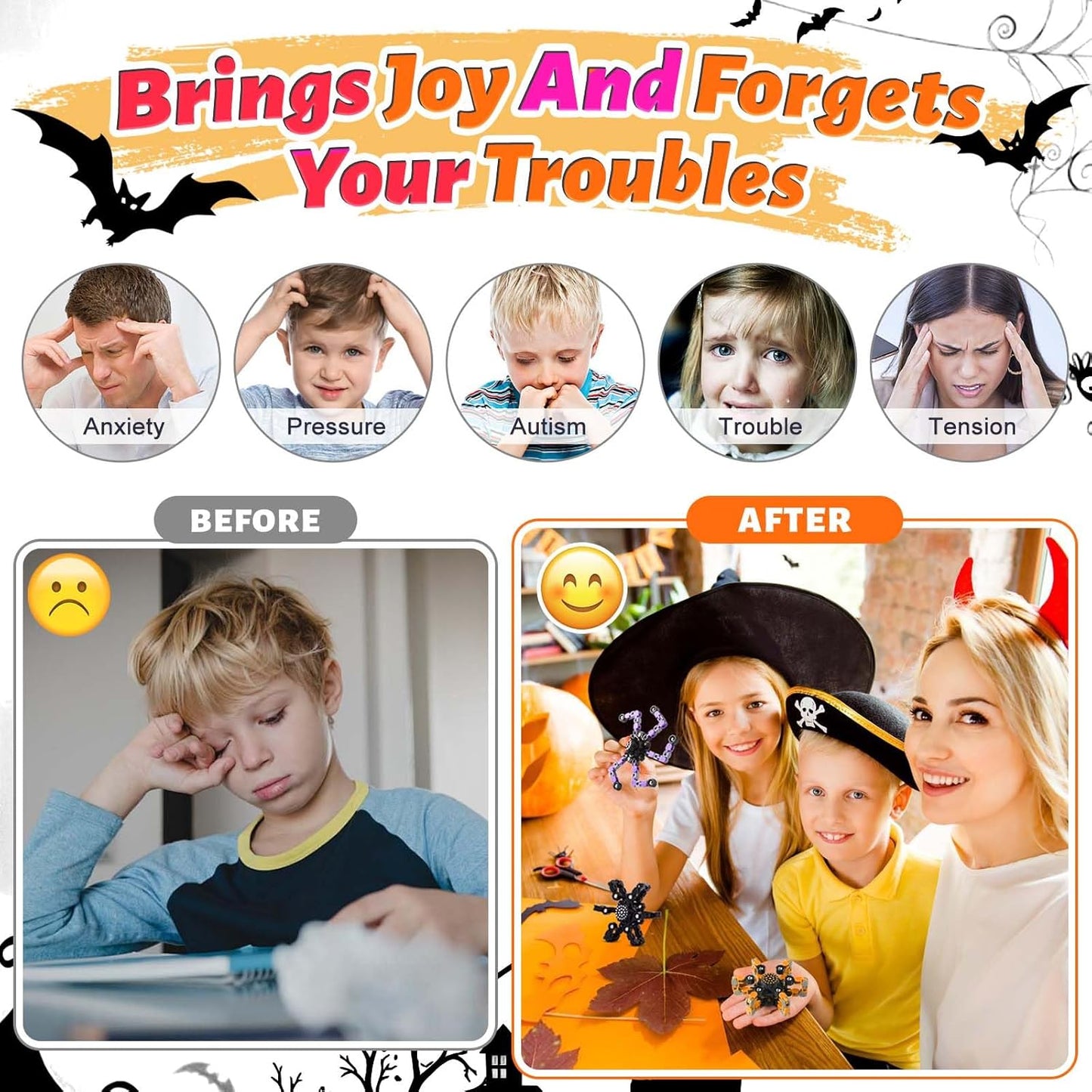 Fidget Spinners for Boys Girls Sensory Toys for Stress Relief and Anxiety for Kids 4-8 8-12 Stocking Stuffers for Adult Party Favors Birthday Gifts 3PC