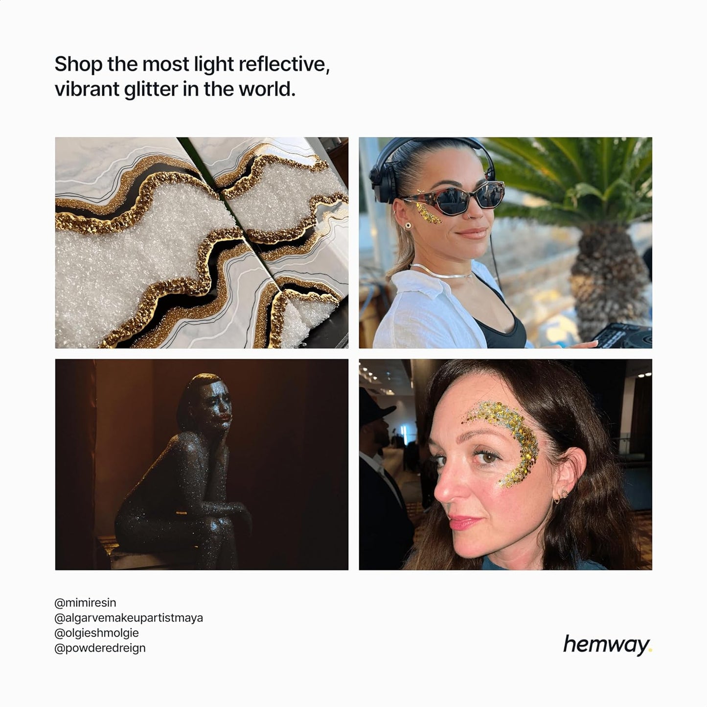 Hemway Polyurethane & Epoxy Resin Glitter 100g / 3.5oz Metallic Crystal Flake Additive for Flooring Jewelry Tumblers Glass Pigment - Extra Chunky (1/24" 0.040" 1mm) - Gold