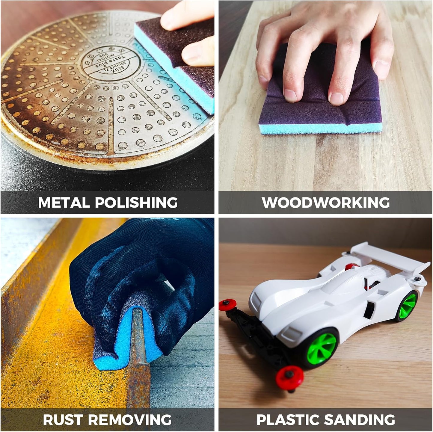 18pcs Sanding Sponge Kit 60, 80, 120, 180, 220, 320 grit, Soft Sanding Blocks Washable and Reusable, Double-Sided Sponge Sanding Blocks Wet Dry Sandpaper Pad for Wood Metal Furniture Paint