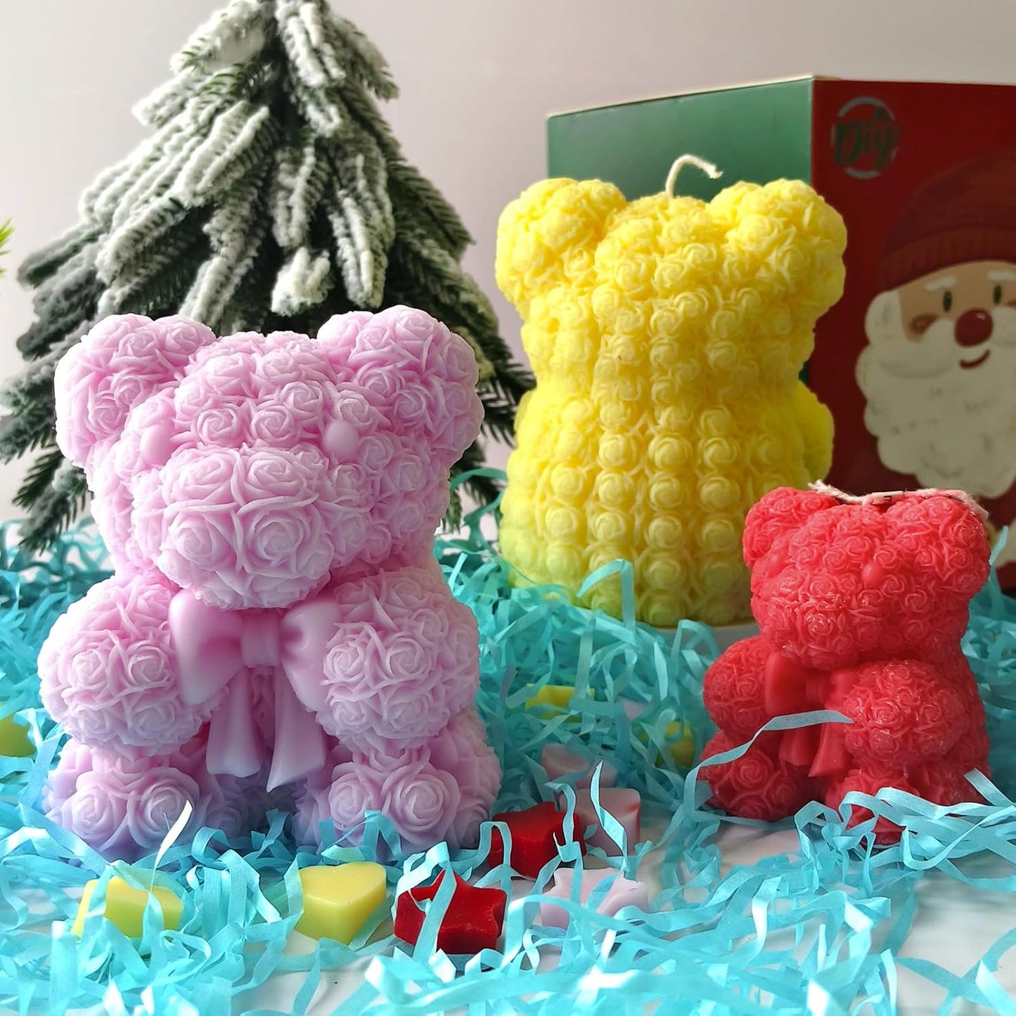 Bowtie Rose Bear Candle Mold - Resin Candle Making Molds, Epoxy Resin Silicone Molds for DIY Candle, Mother's Day Gifts, Birthday Gifts,Home Decor(Bow Tie Bear Extra Large)