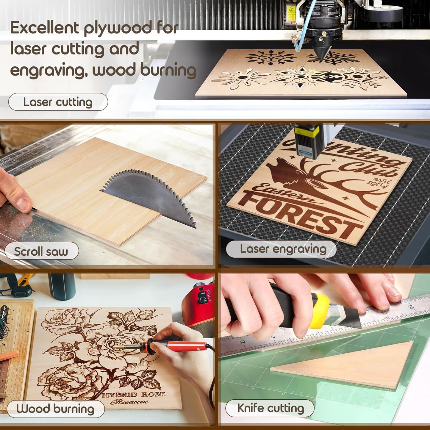48 Pack 12x12x1/8 Inch Basswood Sheets, MAPRIAL Smooth 3mm Plywood for Laser Cutting, Unfinished Wood Board for Engraving, Wood Burning, Painting, Crafts, Ornaments, Models, Engraver, Halloween
