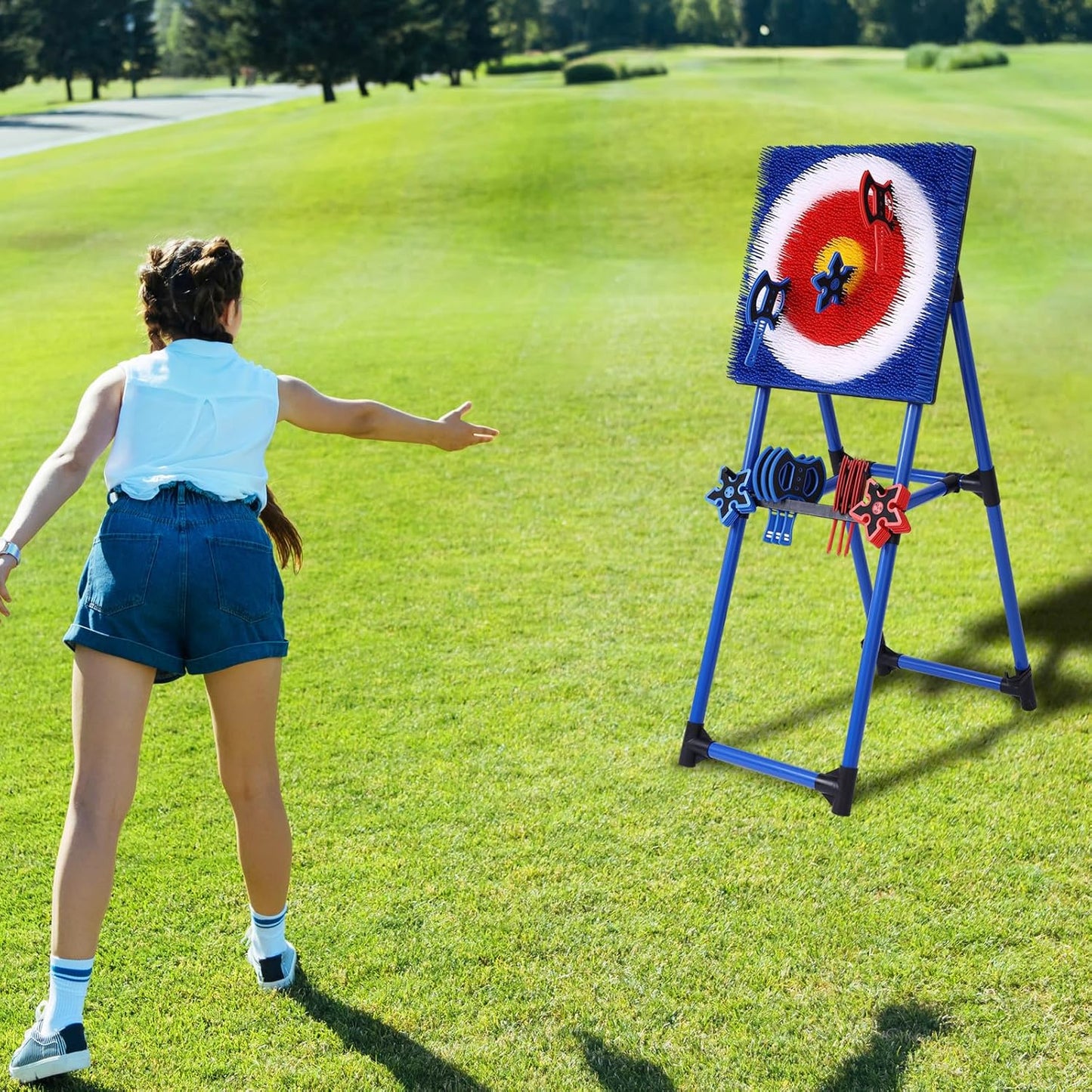 Axe Throwing Bristle Target with 8 Throwing Axes Set,Axe Throwing Game for Backyard, Indoor &Outdoor,Yard Games,Carnival Games