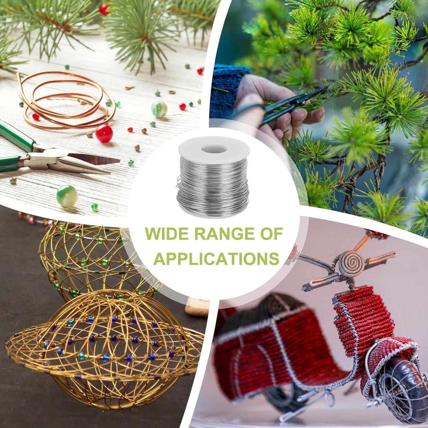MECCANIXITY 20 Gauge Anodized Aluminum Craft Wire Bendable Bonsai Training Wire 771 Feet 0.8mm for Sculpting Crafts Wreath Floral Beading Jewelry Making, Silver Tone