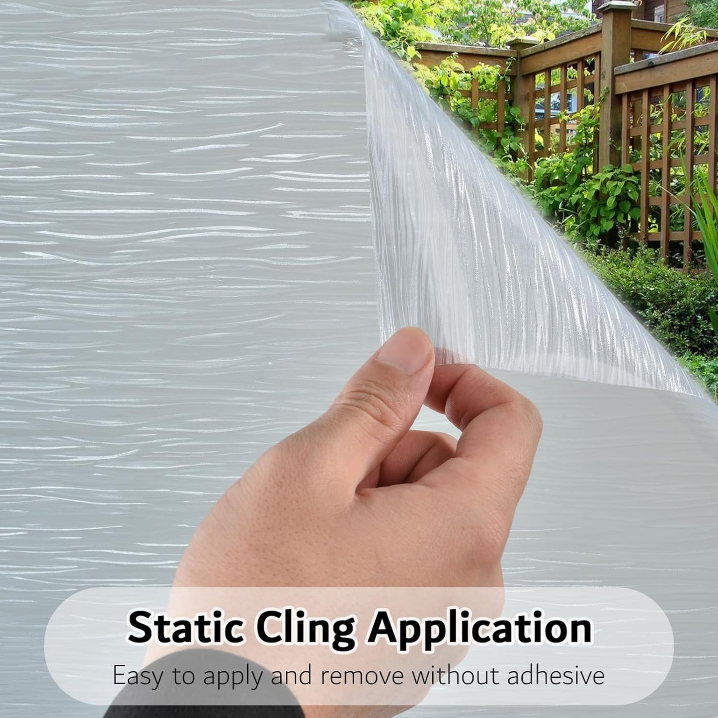 VELIMAX Frosted Window Privacy Film Non Adhesive Window Cling Removable Glass Covering Clear Water Opaque Window Film for Home Anti UV 17.7x157.4 inches