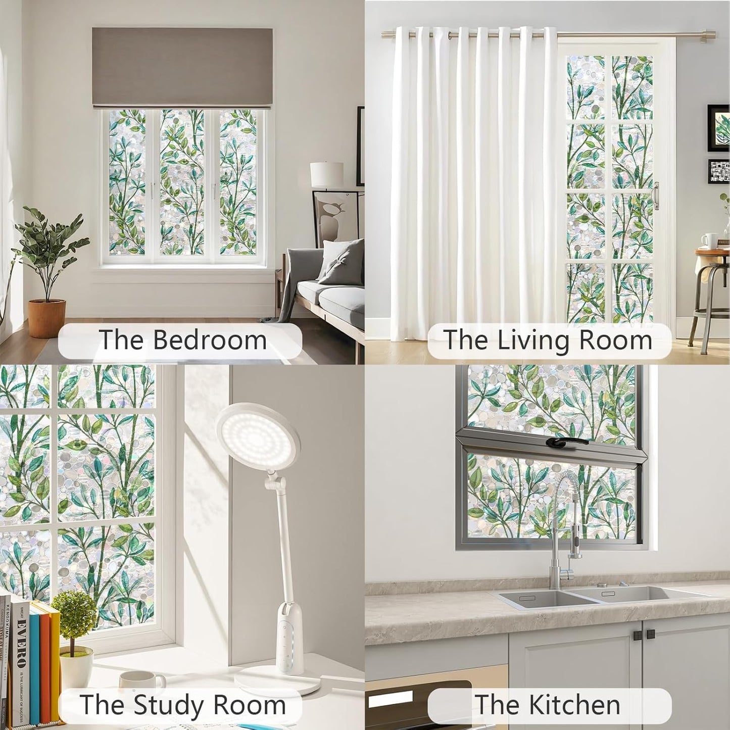 LEMON CLOUD Window Privacy Film, Stained Glass Window Film, Decorative Rainbow Window Clings, Static Cling Non Adhesive Door Stickers, Anti-UV Sun Blocker Heat Control for Home 17.5 x 157.4 inches