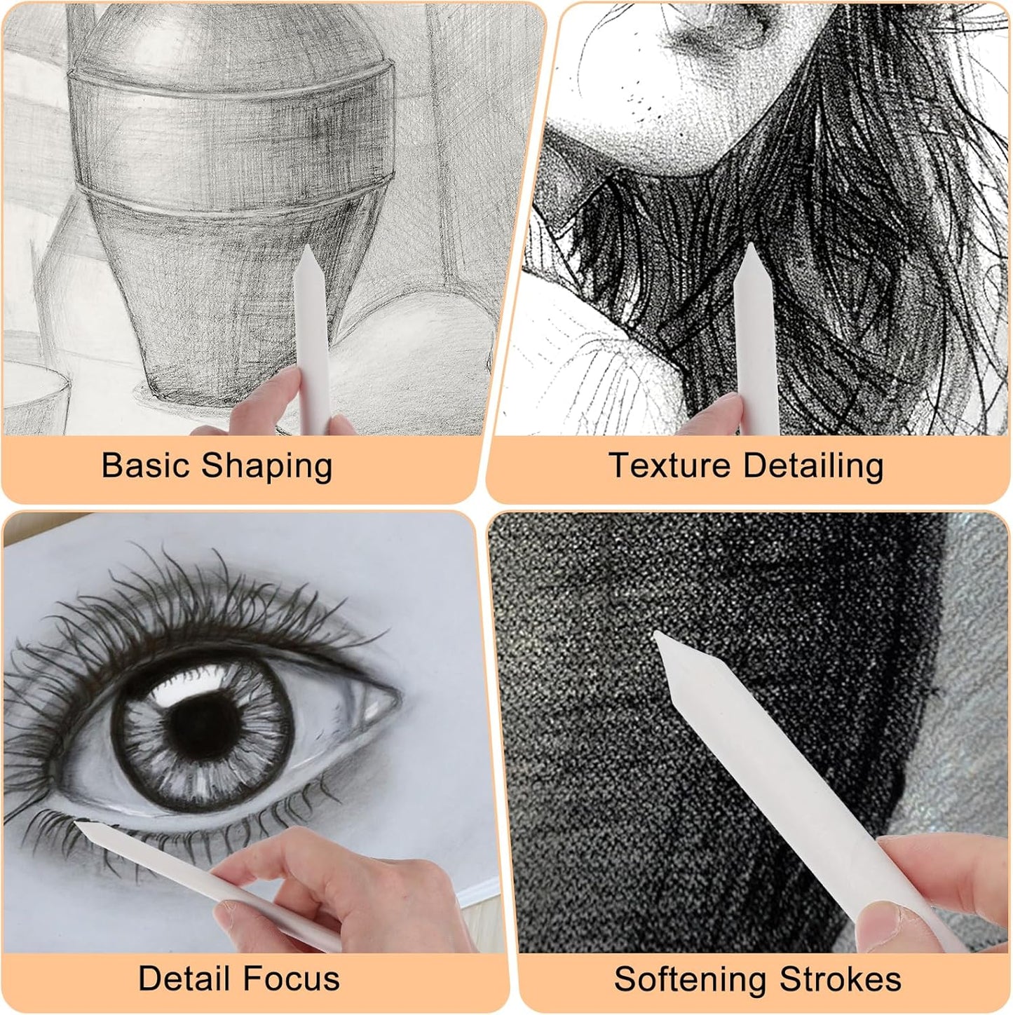 18 PCS Blending Stumps Set,Ymapinc Oil Pastels Blenders & Shading Tools 6 Sizes for Charcoal Drawing Sketching Special Tortillions Blending Tools Art Supplies