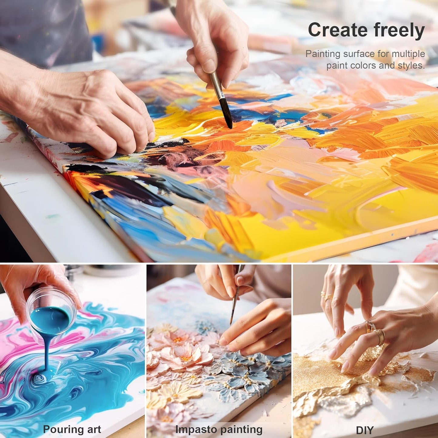 PHOENIX Small Stretched Canvas for Painting 5x5 Inch/8 Value Pack, 8 Oz Triple Primed 5/8 Inch Profile 100% Cotton White Blank Canvas, Square Framed Canvas for Oil Acrylic & Pouring Art