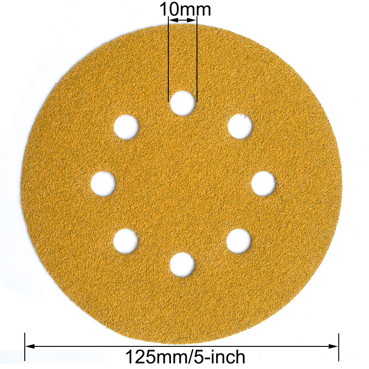 5-Inch 8-Hole Hook and Loop Sanding Discs 80-Grit Random Orbit Sandpaper, 50-Pack