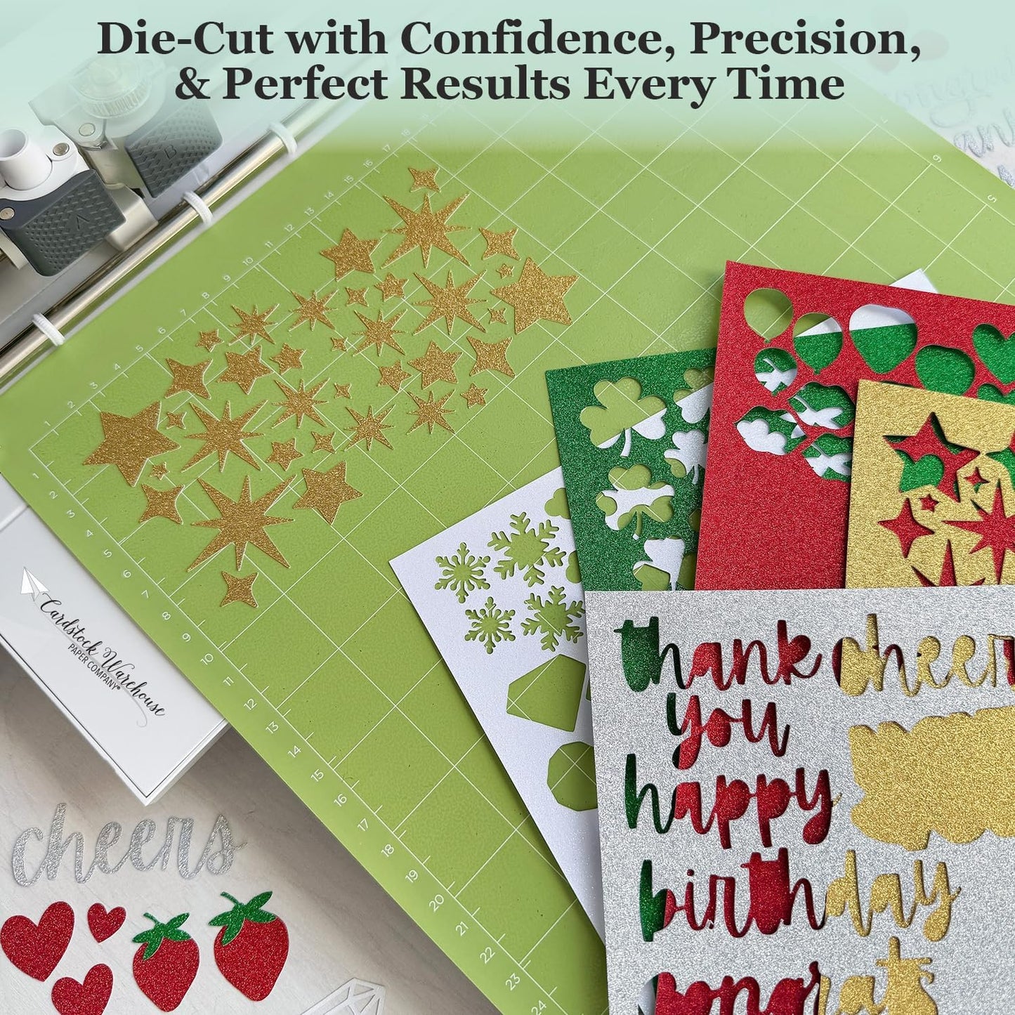 Cardstock Warehouse Diamond Print Inkjet Glitter - Premium White Glitter Cardstock Paper – 15 Sheets, 8.5 x 11" - 104 lb/280 GSM for Inkjet Printing, Die-Cutting, Card Making, Crafts, and DIY Projects