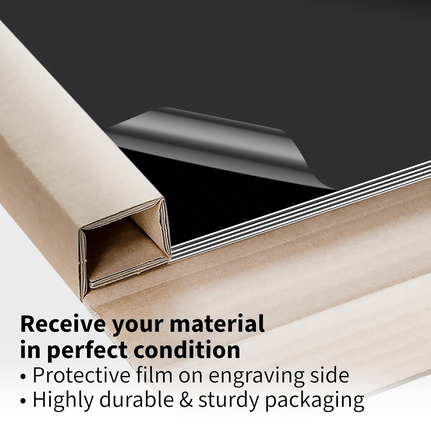 Trotec TroLase | 12"x20"x1/8", 4 Pcs | Black/White/Black | 3 Ply | Modified Acrylic | Laser Engraving Double Color Plastic Sheet | Engraving Blanks for Laser, Saw, Guillotine | Made in USA
