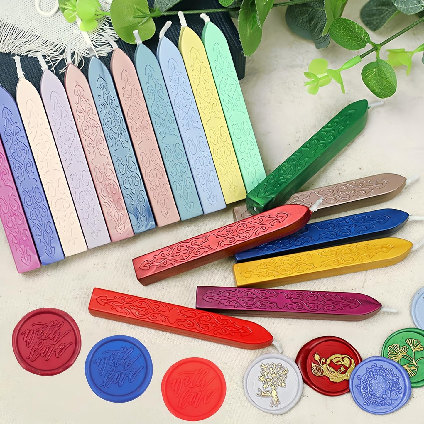 26Pcs Wax Seal Sticks with Wicks, Assorted Colors Wax Sealing Sticks Great for Letter Seals Waxing Stamp Wedding Invitations, Packaging Decoration (26)