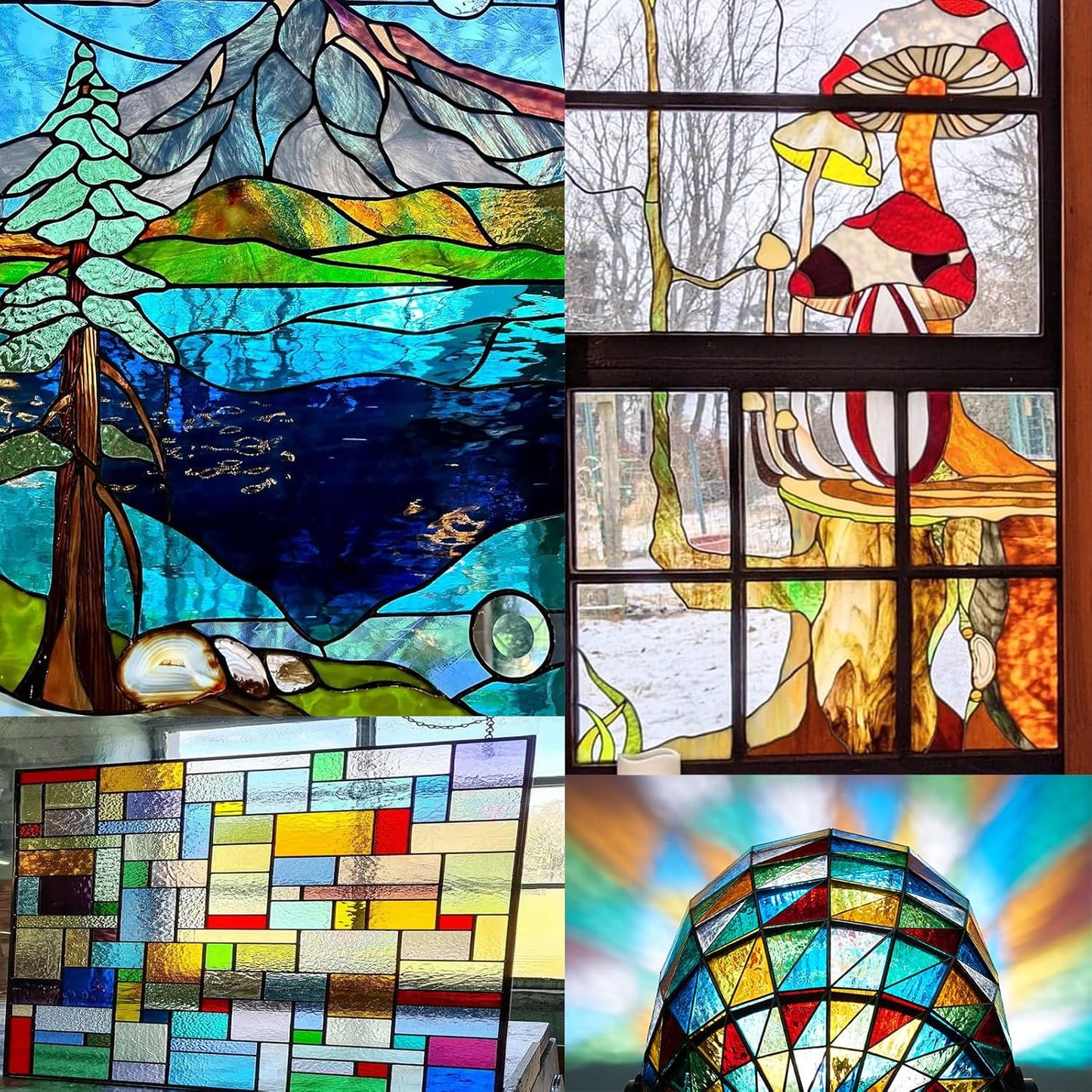 24 Sheets Clear Iridescent and Confetti Stained Glass Sheet Variety Pack, 4 x 6 inch Cathedral Art Glass Mosaic Tiles for Crafts, Stained Glass Supplies for Projects Mosaics