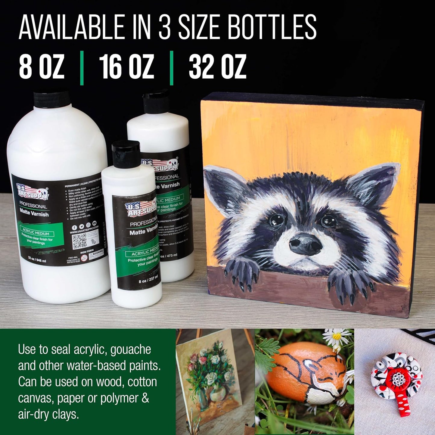 U.S. Art Supply 32 oz Matte Acrylic Varnish for Acrylic Painting, Permanent Clear Protection, Reduces UV & Photography Glare
