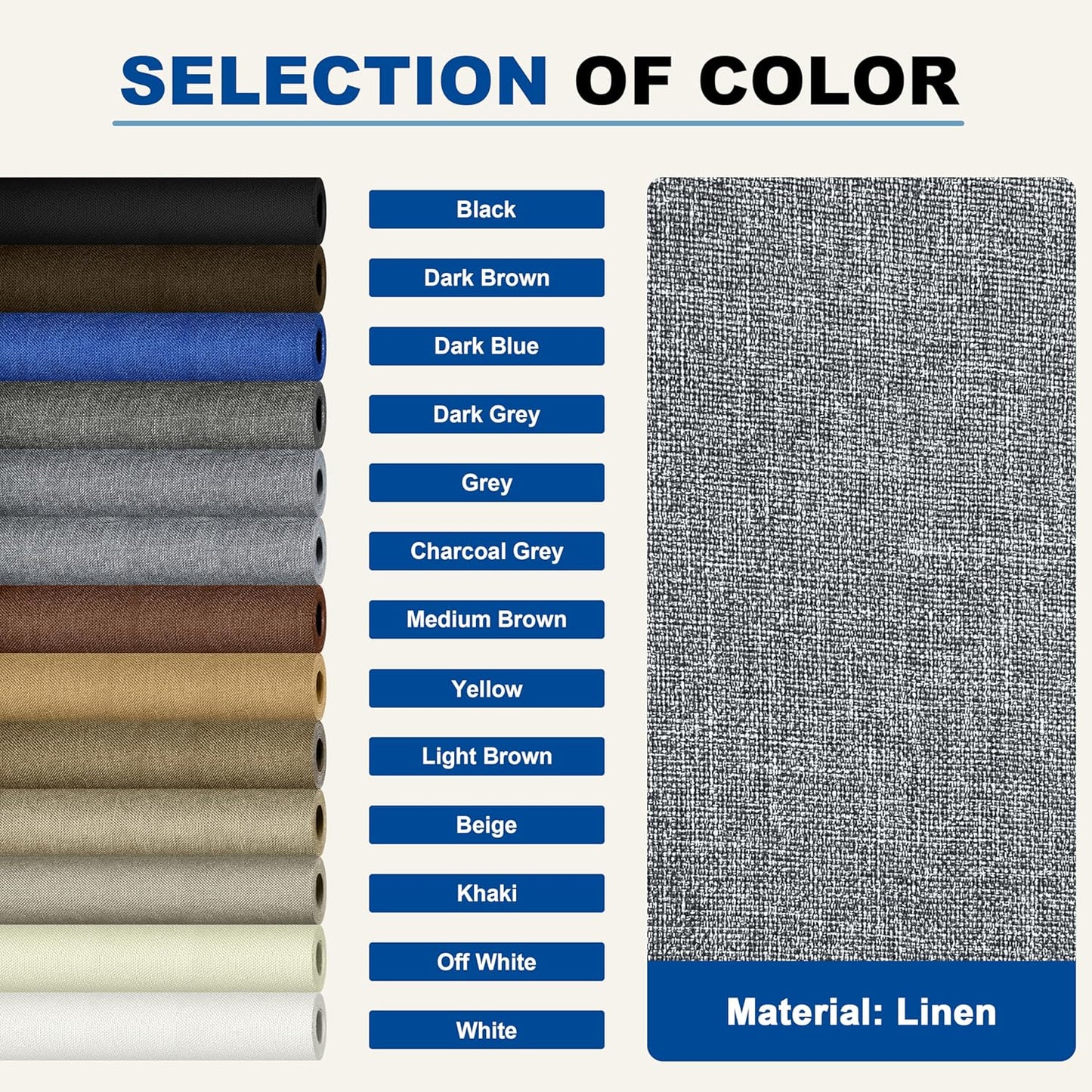 KING MOUNTAIN Linen Repair Patches, Self-Adhesive Linen Fabric Patches, 4 X 63 inch Extra Size, Multi Color, Can be Used for Linen Sofa Repair and Linen Clothes Repair (Charcoal Grey1.0)