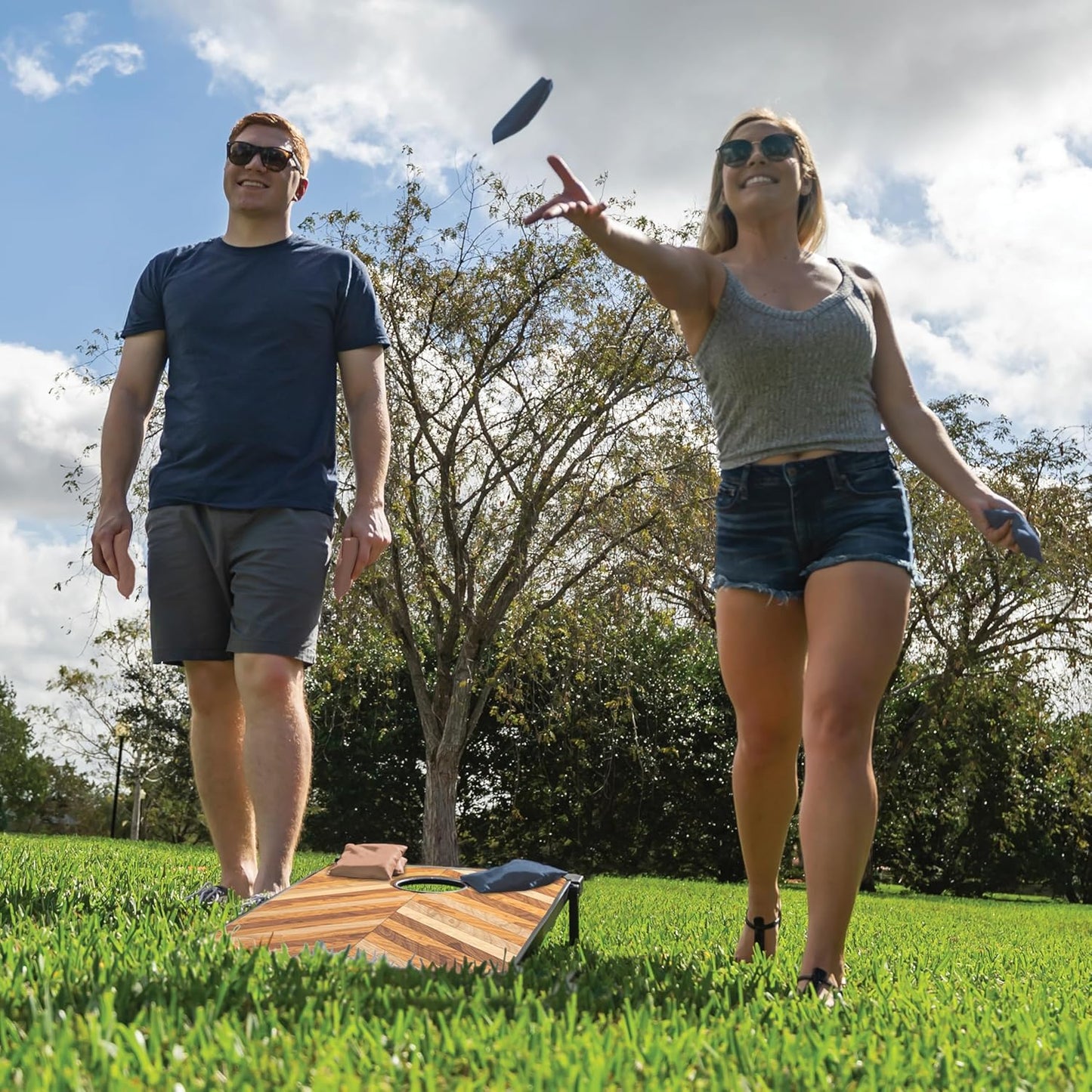 EastPoint 3-in-1 Bean Bag Toss, Tic Tac Toss, Ring Toss Game Set