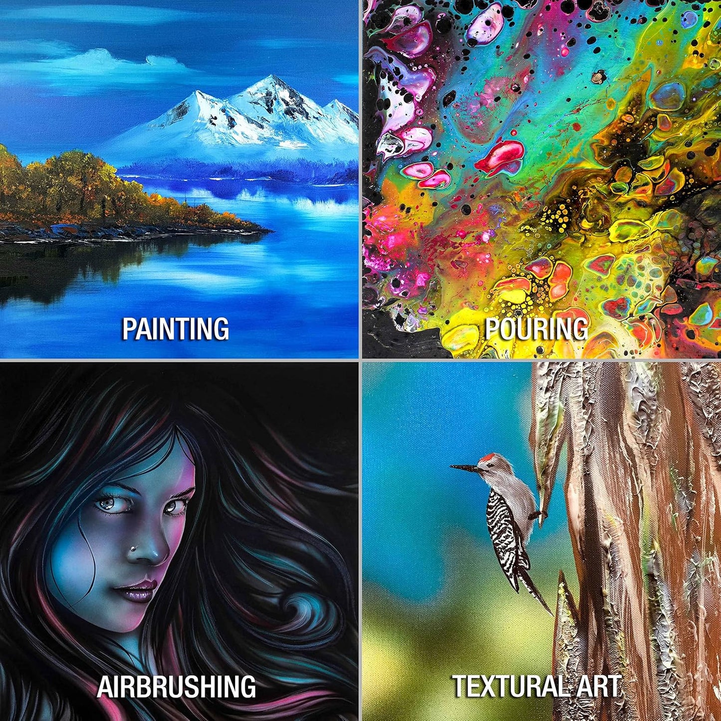 U.S. Art Supply 20 x 20 inch Stretched Canvas 12-Ounce Triple Primed, 3-Pack - Professional Artist Quality White Blank 3/4" Profile, 100% Cotton, Heavy-Weight Gesso - Acrylic Pouring, Oil Painting