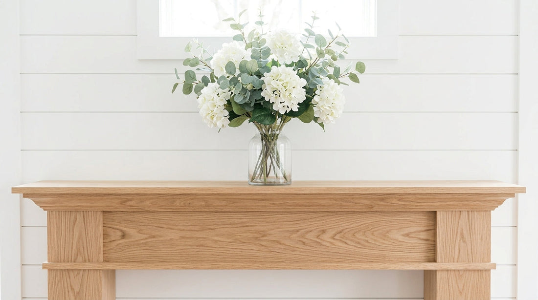 How to Style a Summer Mantel with Faux Florals and Light Textures