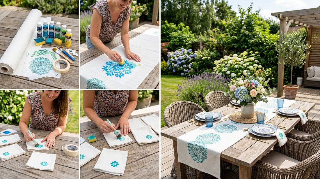DIY Summer Table Scapes: Using Stencils and Fabric for Outdoor Dining