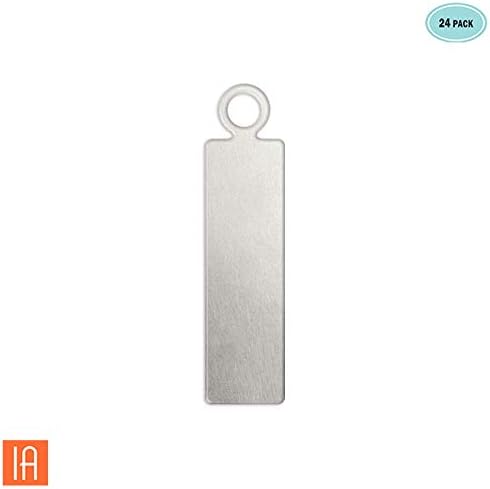 ImpressArt - Premium Metal Stamping Rectangle Blanks for Metal Stamping and Jewelry Making (24 Pack) (5/8" Rectangle Tag w/Ring, Aluminum)