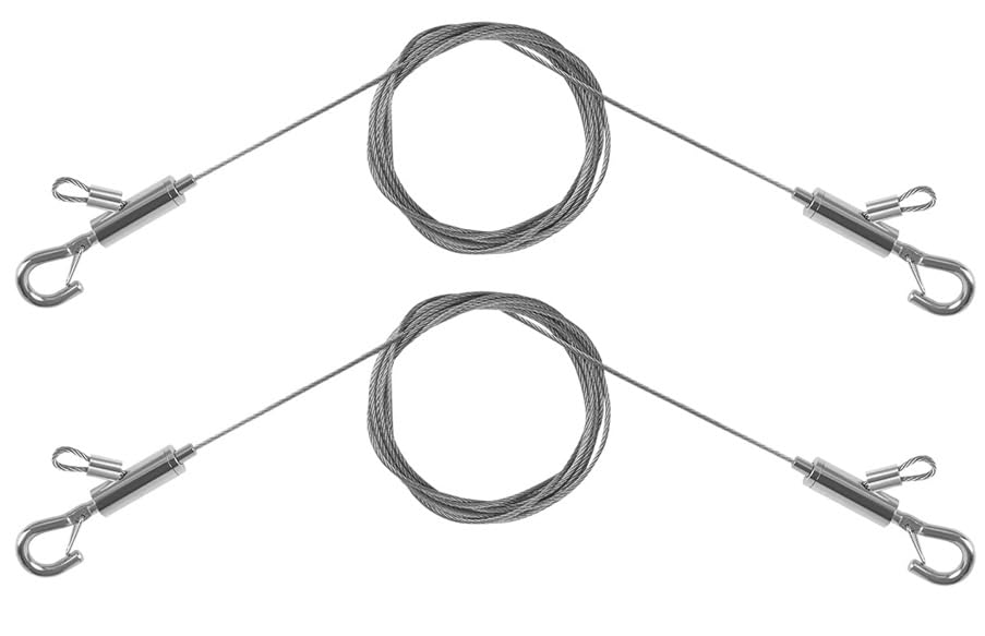 2PCS Adjustable Picture Hanging Wire 0.5m x 1.5mm Large Hooks, Picture Frame Wire Kit Heavy Duty 100lbs, Stainless Steel for Art, Mirror, Light Lamp, Billboards, Basket Flowerpot