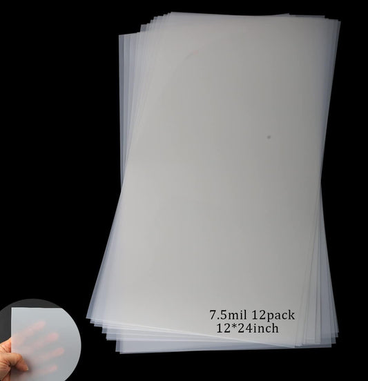 12 Pack 7 mil Blank Stencil Sheets 12 x 24 inch Mylar Sheet, Acetate Sheets for Crafts, Milky Translucent PET Template Material