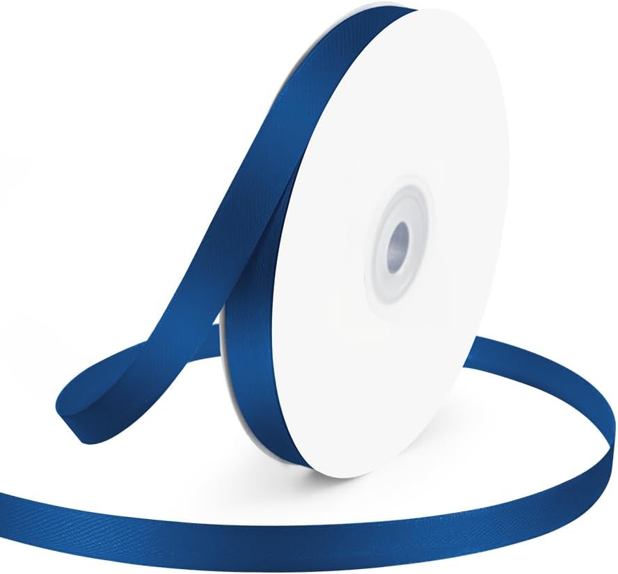 KMER LIFE 3/8" Wide x 50 Yards Navy Blue Single Faced Polyester Satin Ribbon, Navy Blue Satin Ribbon Perfect for Wedding Decor, Wreath, Crafts, Gift Wrapping & Other Projects (Navy Blue)