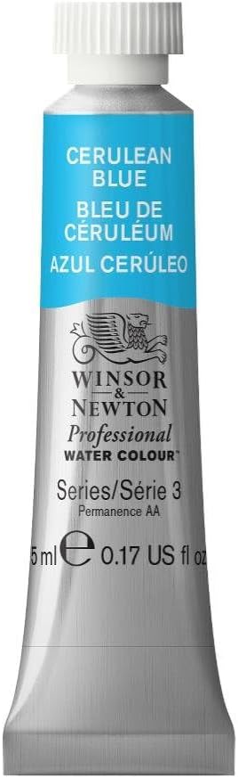 Winsor & Newton Professional Water Colour Paint, 0.17-oz Tube, Cerulean Blue