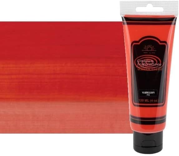 Creative Inspirations Acrylic Paint - Vermillion - 120 mL Tube - Smooth & Creamy Consistency, Vibrant Pigmentation, Great Coverage for Artists - Clean Up with Soap & Water