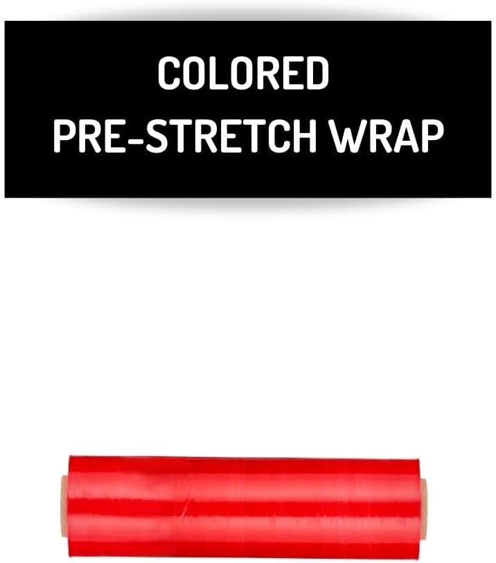 PSBM Red Stretch Wrap, 15 Inch x 1476 Feet, 8 Pack, Tinted Pre-Stretched Shrink Wrap Film for Moving, Packaging, Pallet Wrapping