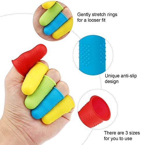 32 Pieces Rubber Finger Pads Tips Silicone Hot Finger Protectors Thimble Office Cover with Assorted Sizes for Counting Collating Sorting Task Hot Glue Sewing Office Supplies