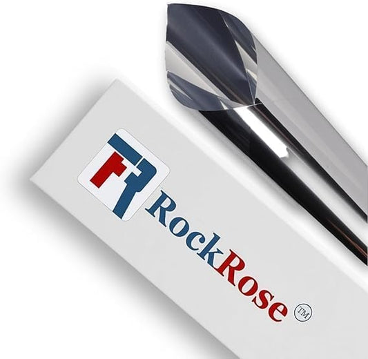 Rockrose Professional Window Tint for Home – One Way Privacy Window Film for Home Offices Heat Blocker Reflective Adhesive Mirror Tint with 99% UV Block – Silver 12in x 100FT