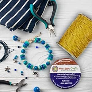 Mandala Crafts 1.5mm 109 Yards Light Gold Cotton Waxed Cord for Jewelry Making Bracelet Cord Waxed String - Beading String Thread Jewelry Cords for Necklaces String