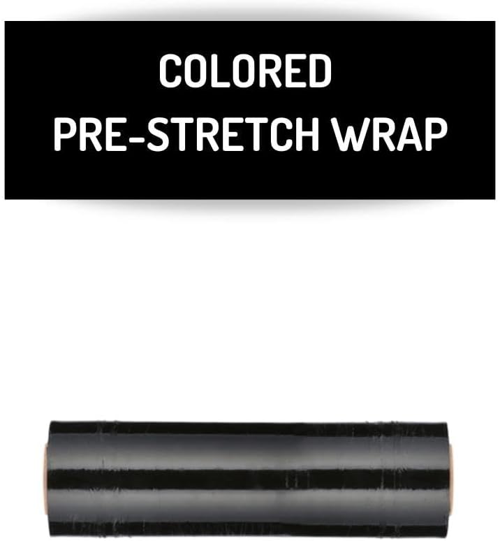 PSBM Black Stretch Wrap, 15 Inch x 1476 Feet, 144 Pack, Tinted Pre-Stretched Shrink Wrap Film for Moving, Packaging, Pallet Wrapping