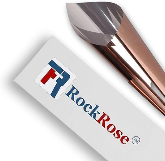 Rockrose Professional Window Tint for Home – One Way Privacy Window Film for Home Offices Heat Blocker Reflective Adhesive Mirror Tint with 99% UV Block – Bronze-Silver 36in x 100FT